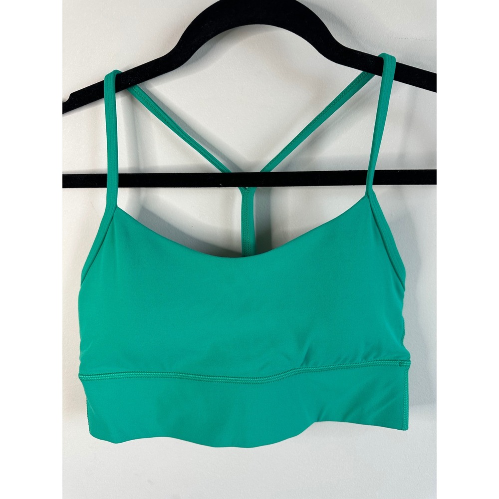 Lululemon Flow Y Bra Nulu Light Support Green Longline Sports Bra LW2CZTS Size 8